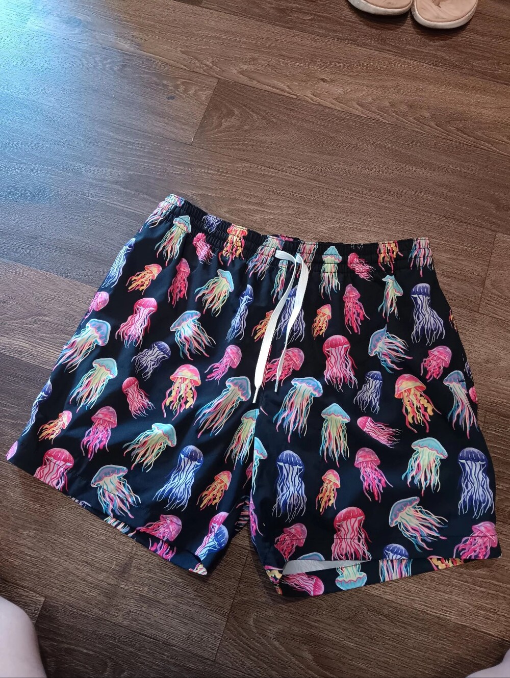 chubbies Black Swim Shorts with Neon Jellyfish Print Sz L